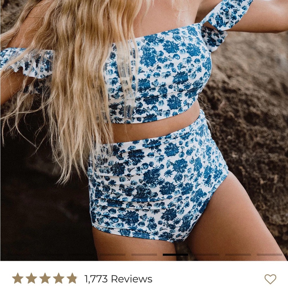 Albion swimsuit in Santorini - High Waist Rouched Bottoms Lg - Bella Crop Top XL